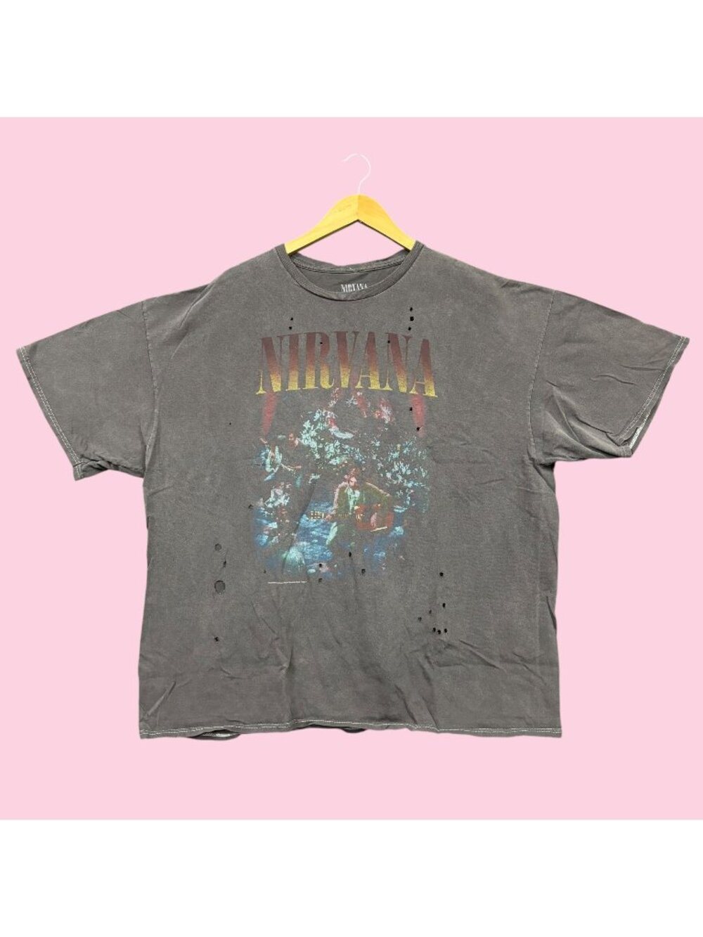 Nirvana MTV Unplugged in New York Grunge Band Distressed Tee O/S